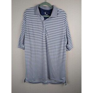 F&G Tech Polo‎ Shirt Mens Extra Large Blue White Striped